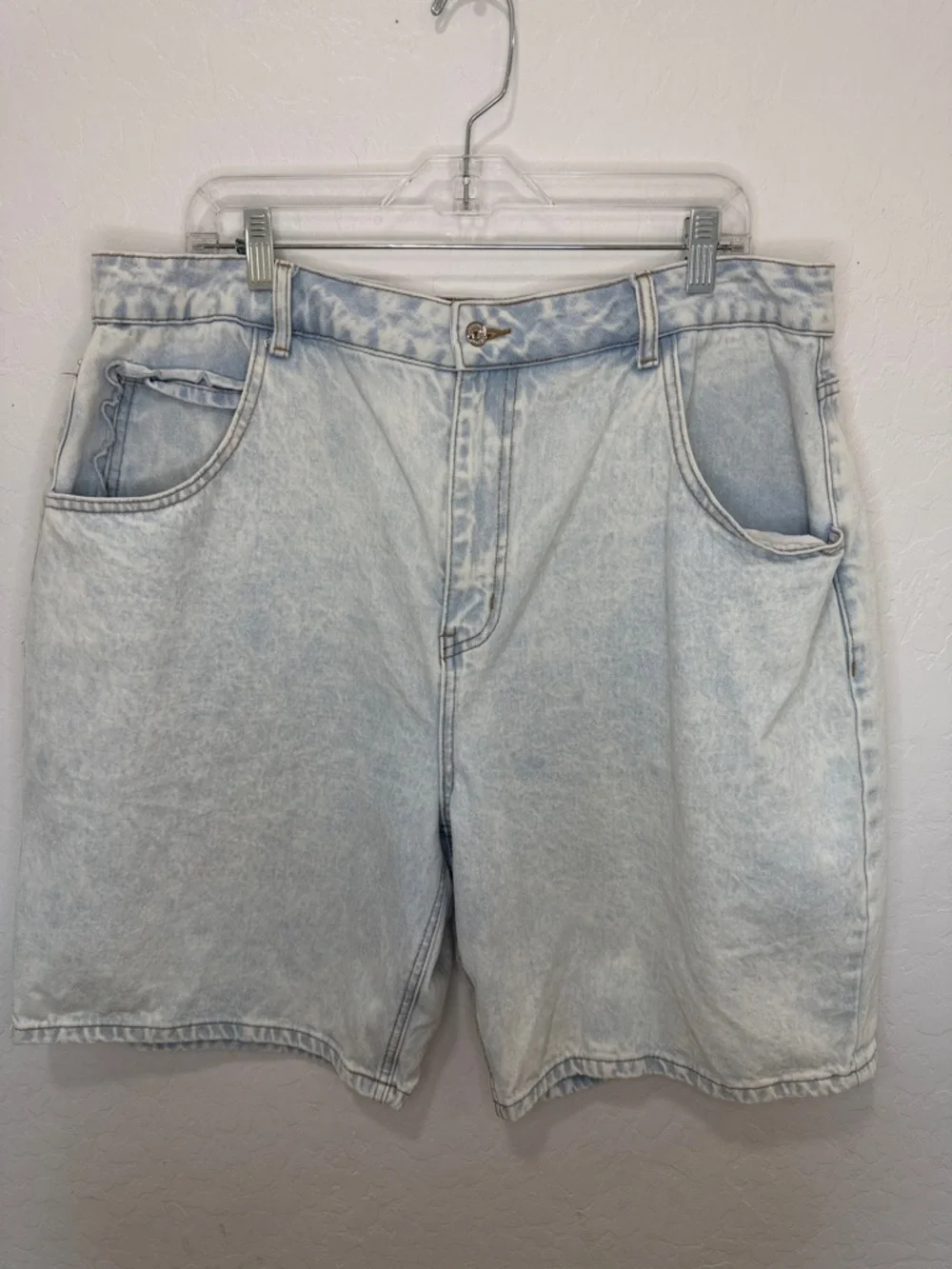 Never Fully Dressed Denim Scallop Pocket light blue long Shorts women’s 14 y2k - Picture 1 of 8